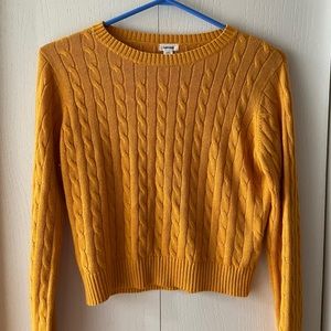 Garage mustard yellow cable-knit sweater